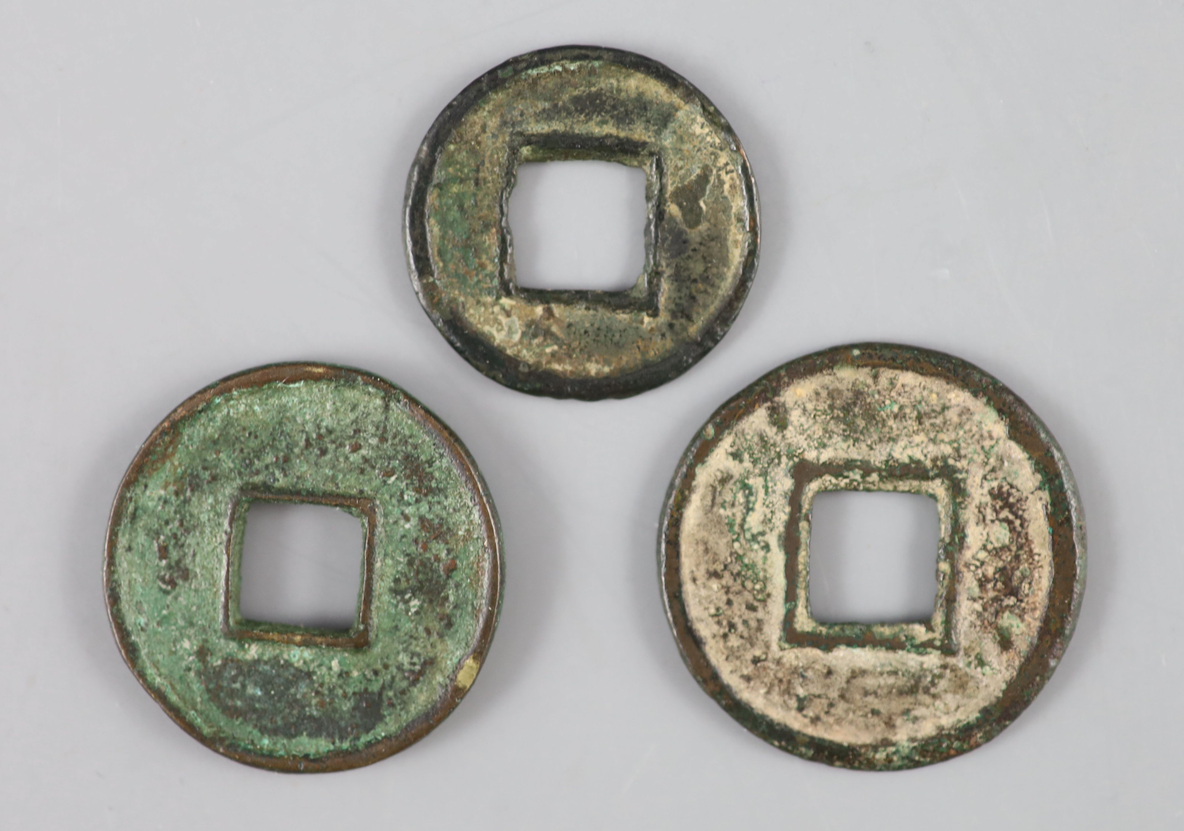 China, 3 Ancient round bronze coins, Three Kingdoms (AD 221-280),